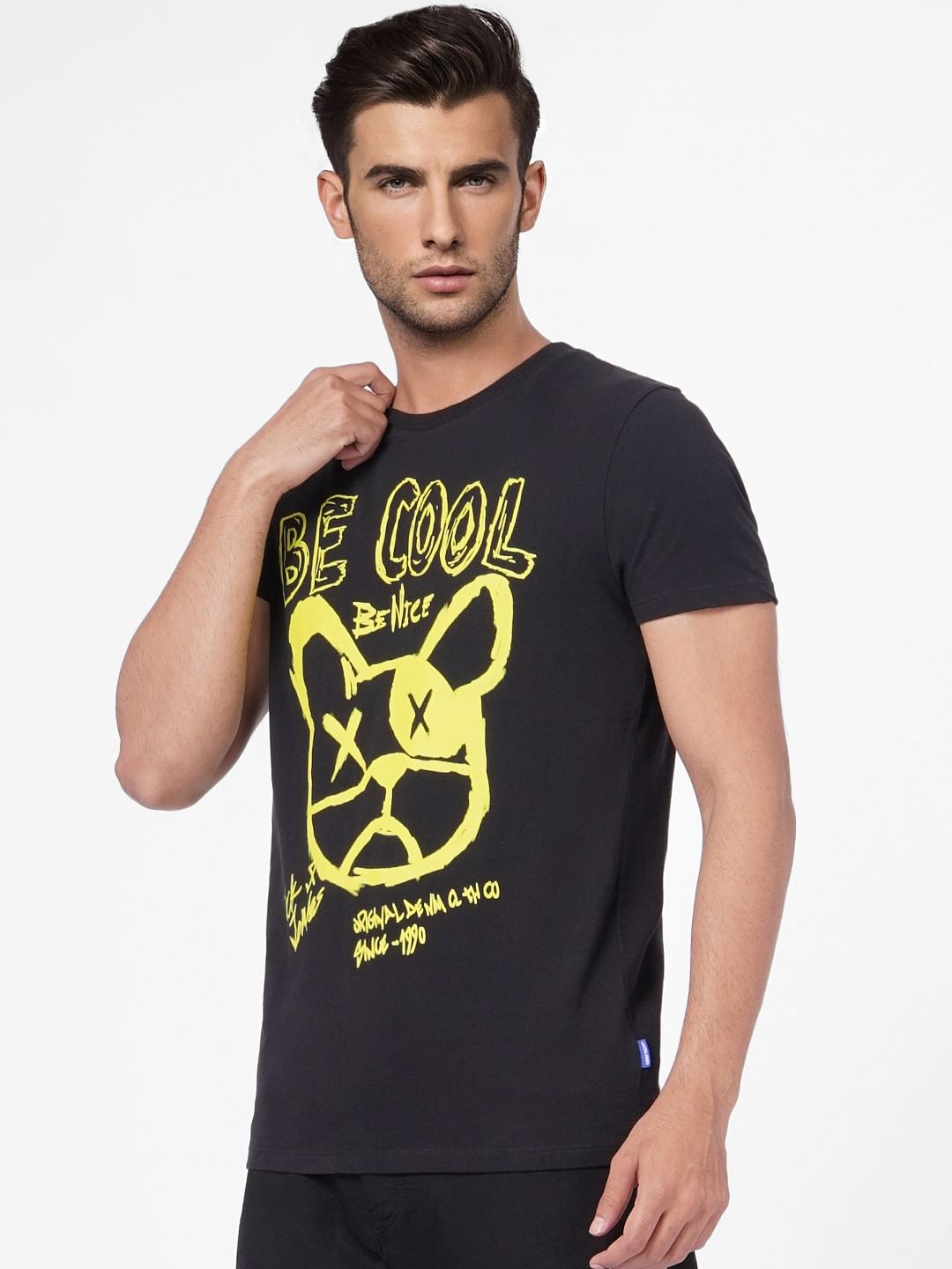 Black Graphic Print Crew Neck T-shirt