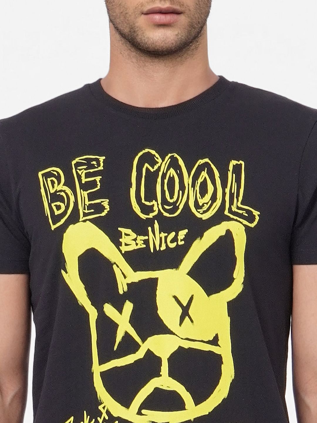 Black Graphic Print Crew Neck T-shirt
