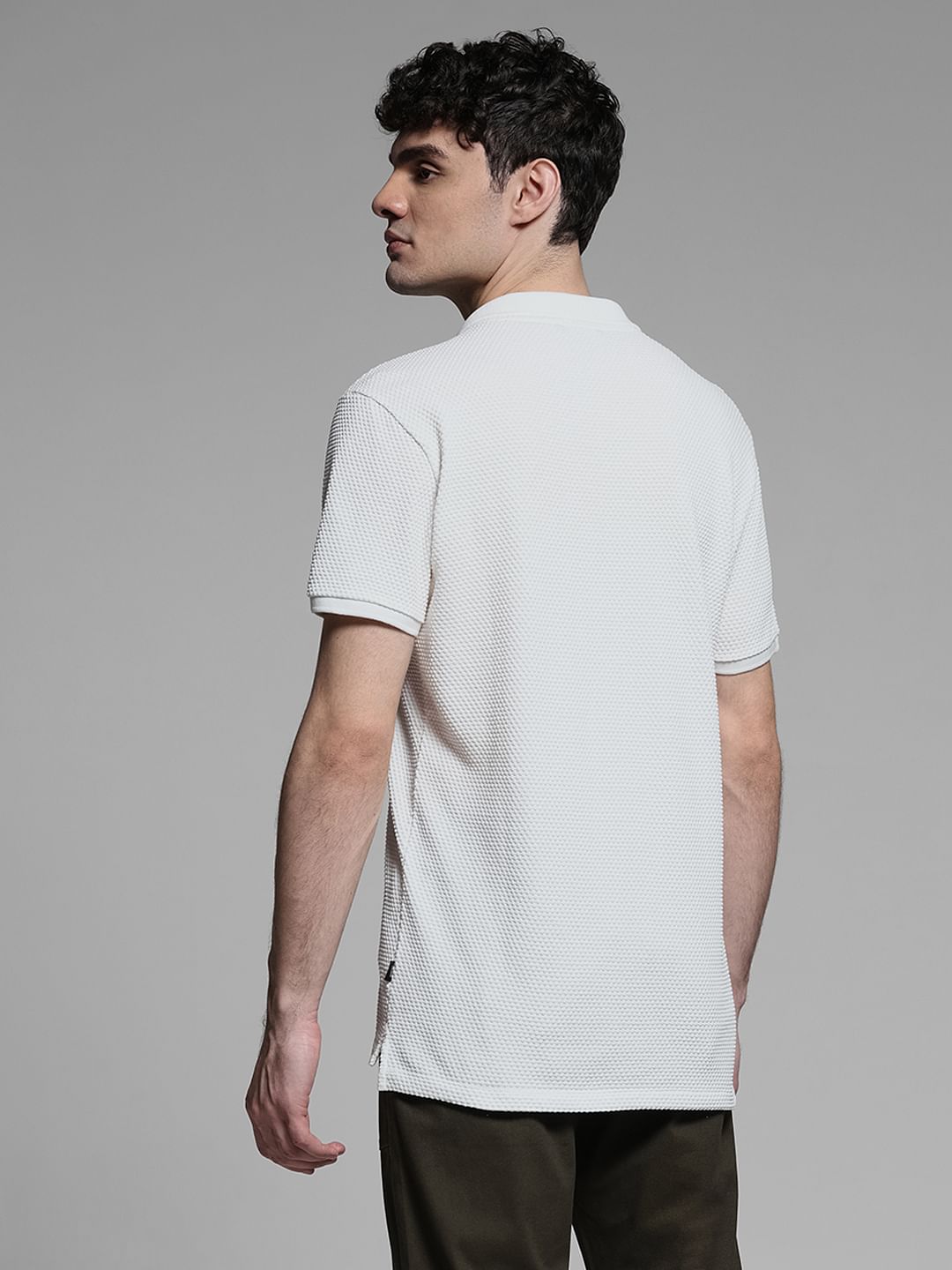 Jacquard Cotton Polo - White