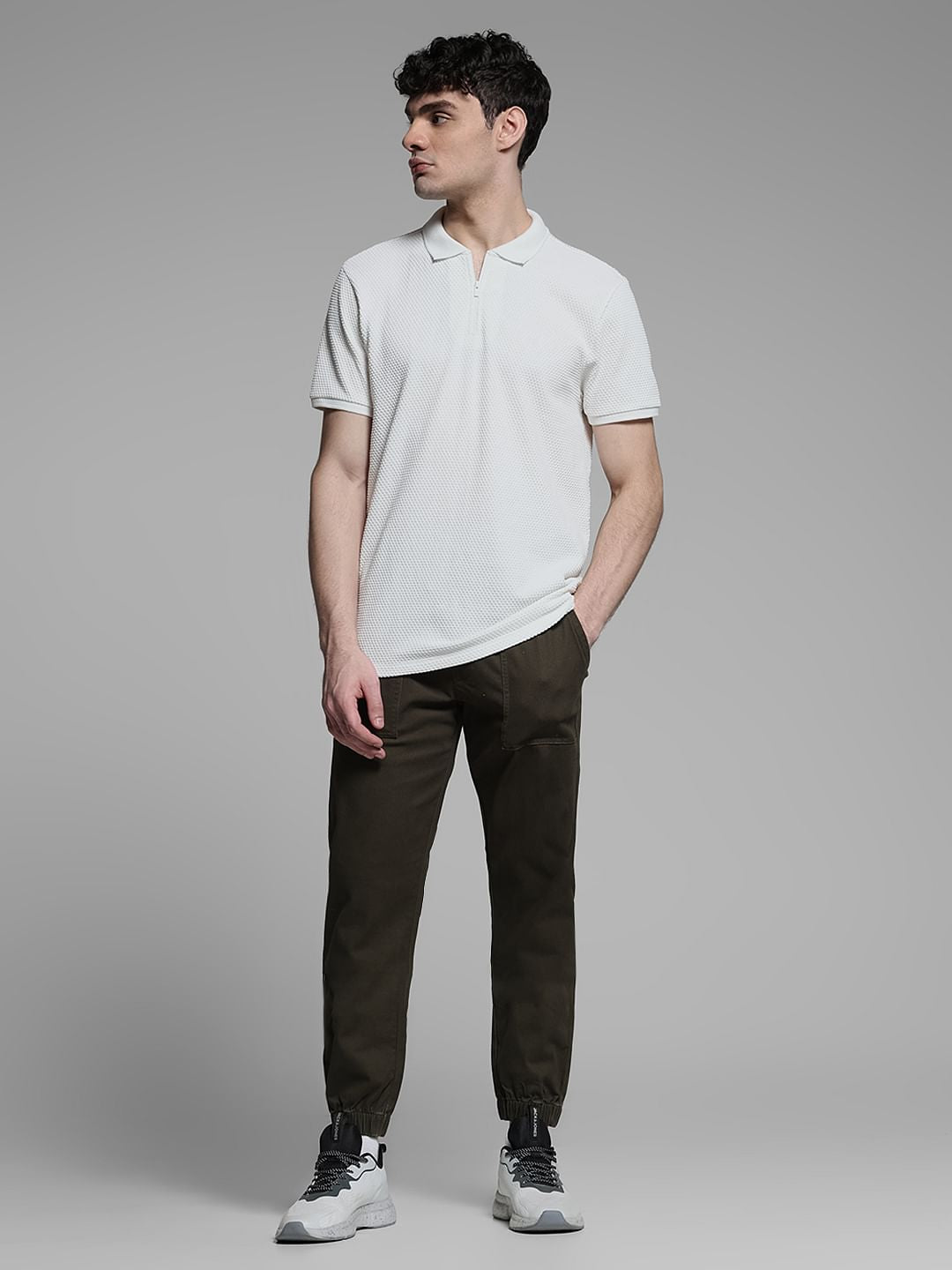 Jacquard Cotton Polo - White
