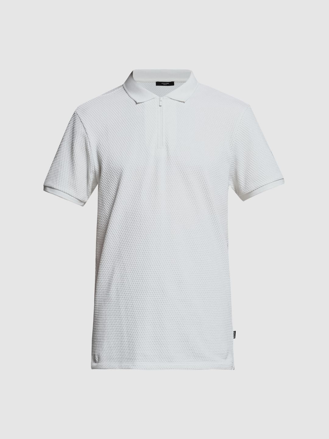 Buy Jacquard Cotton Polo - White for Mens Online at Jack&Jones