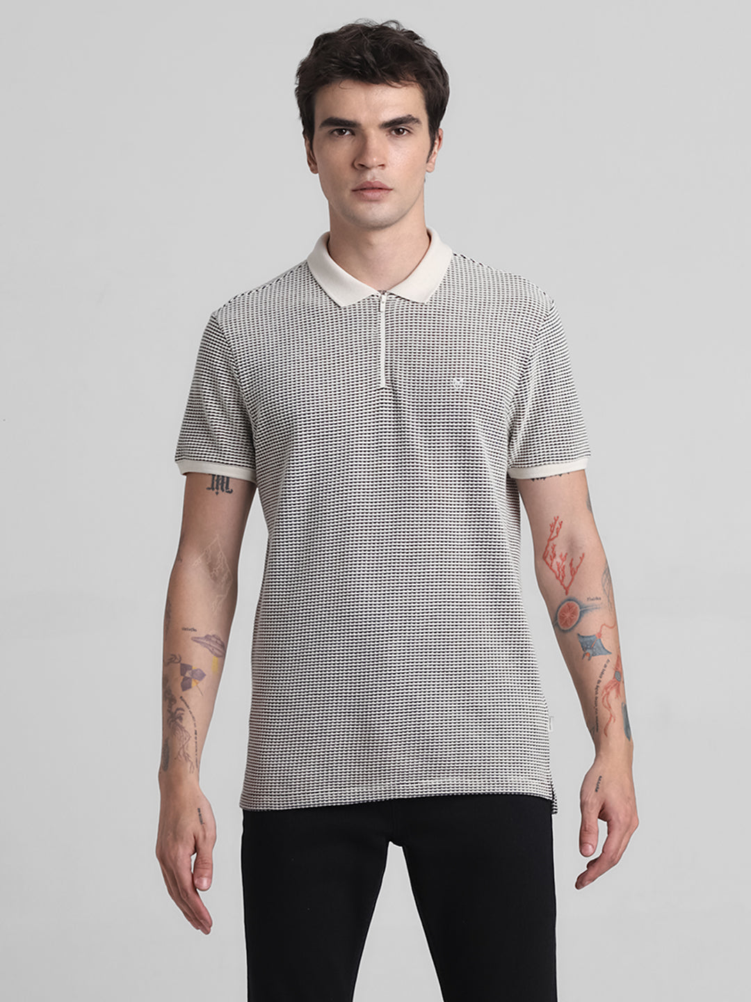 Jacquard Cotton Polo - Beige