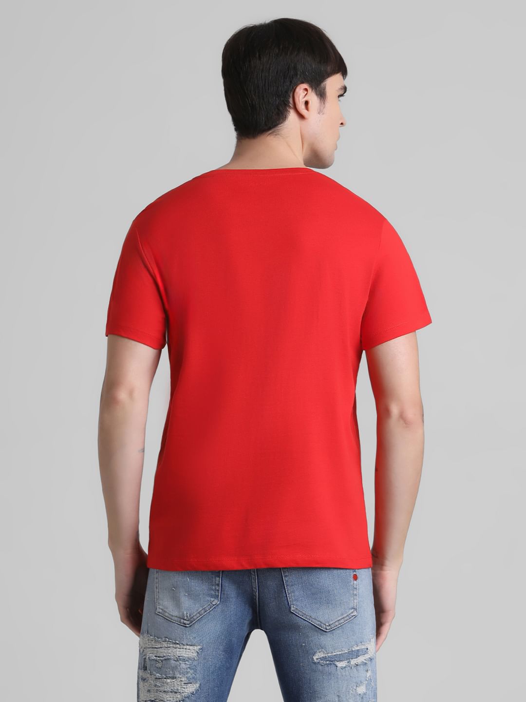 Red Logo Print Crew Neck T-shirt