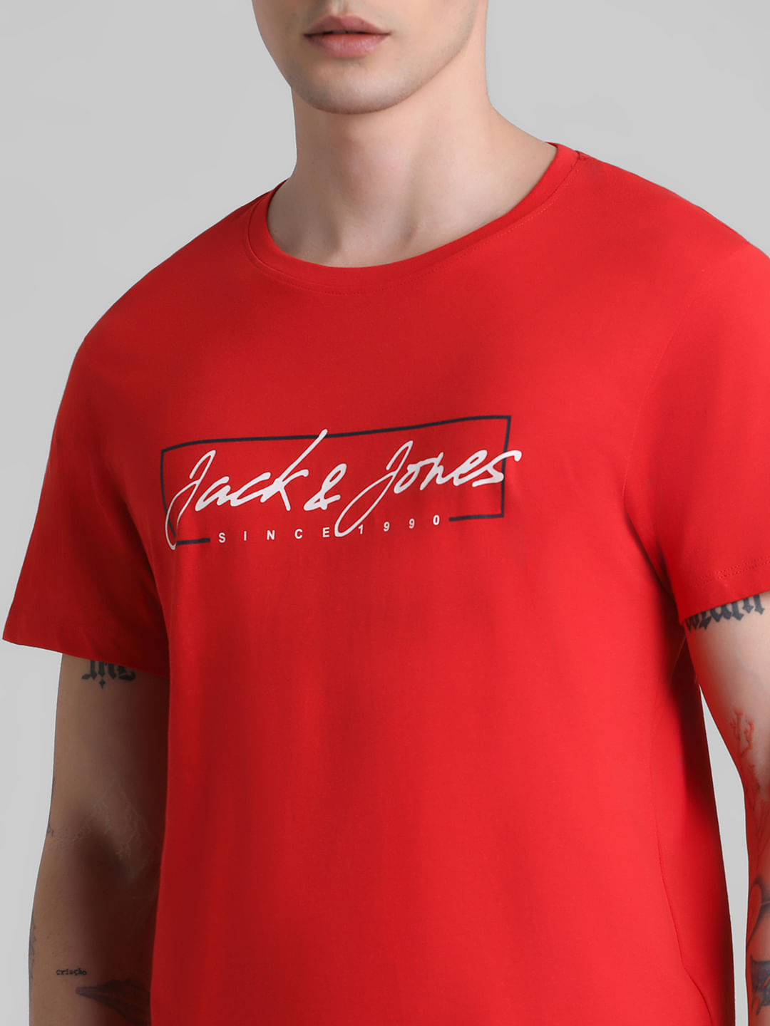 Red Logo Print Crew Neck T-shirt