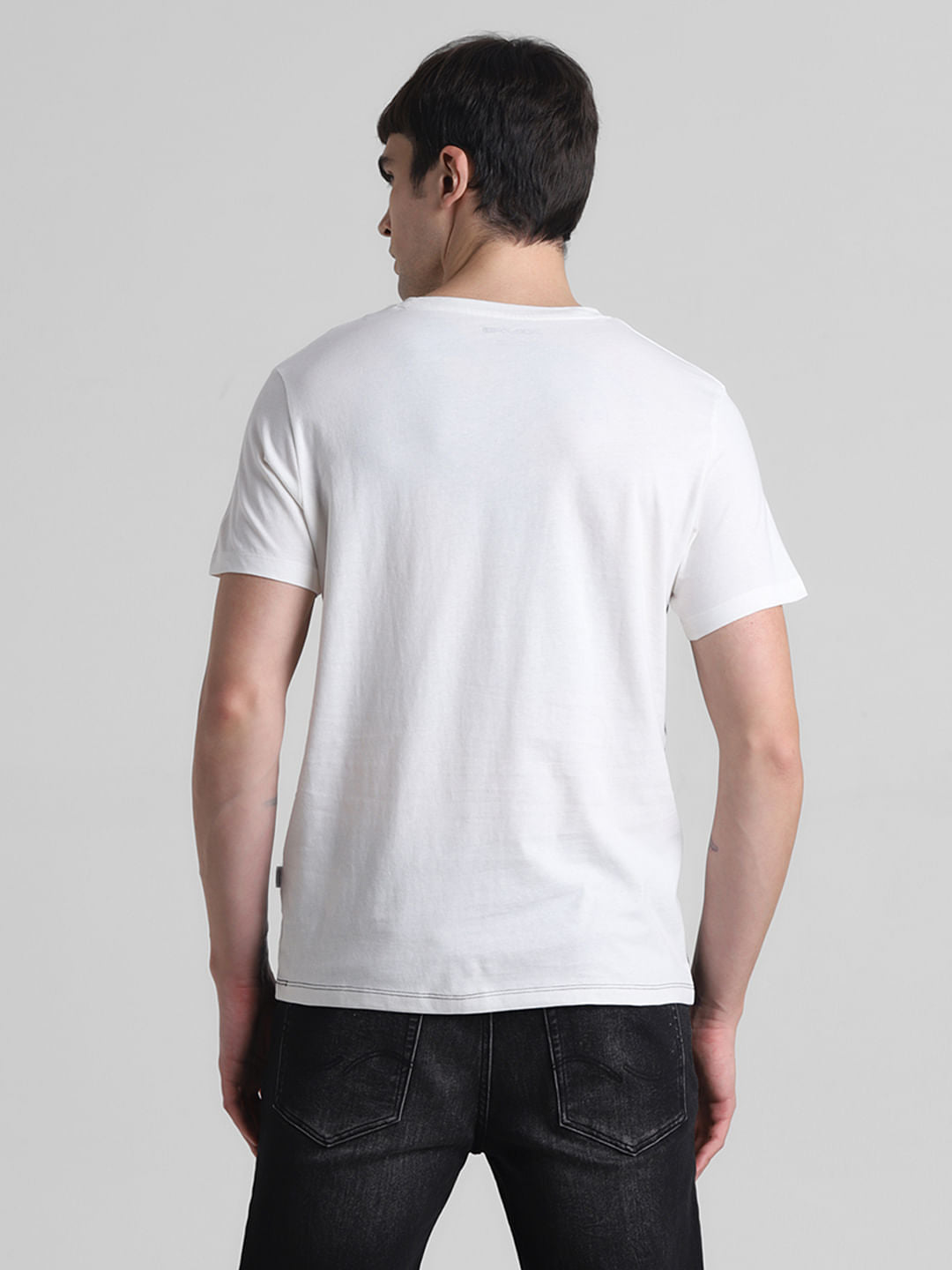 White Colourblocked Cotton T-shirt