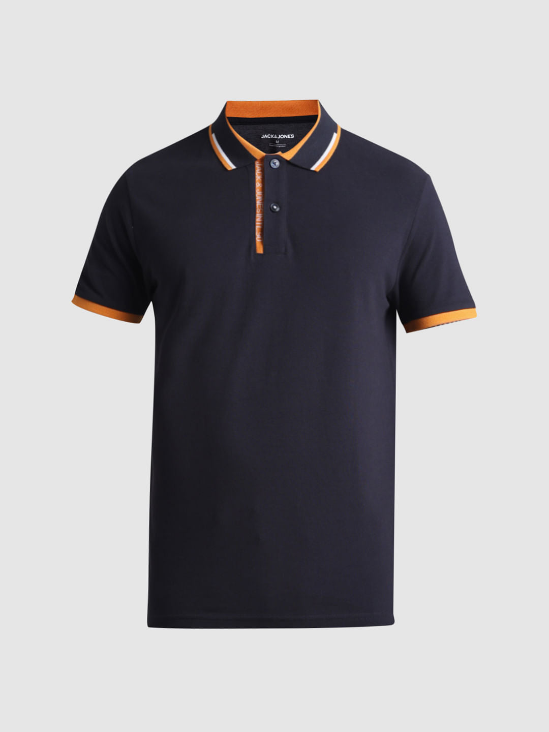 Navy Blue Contrast Rib Polo T-shirt