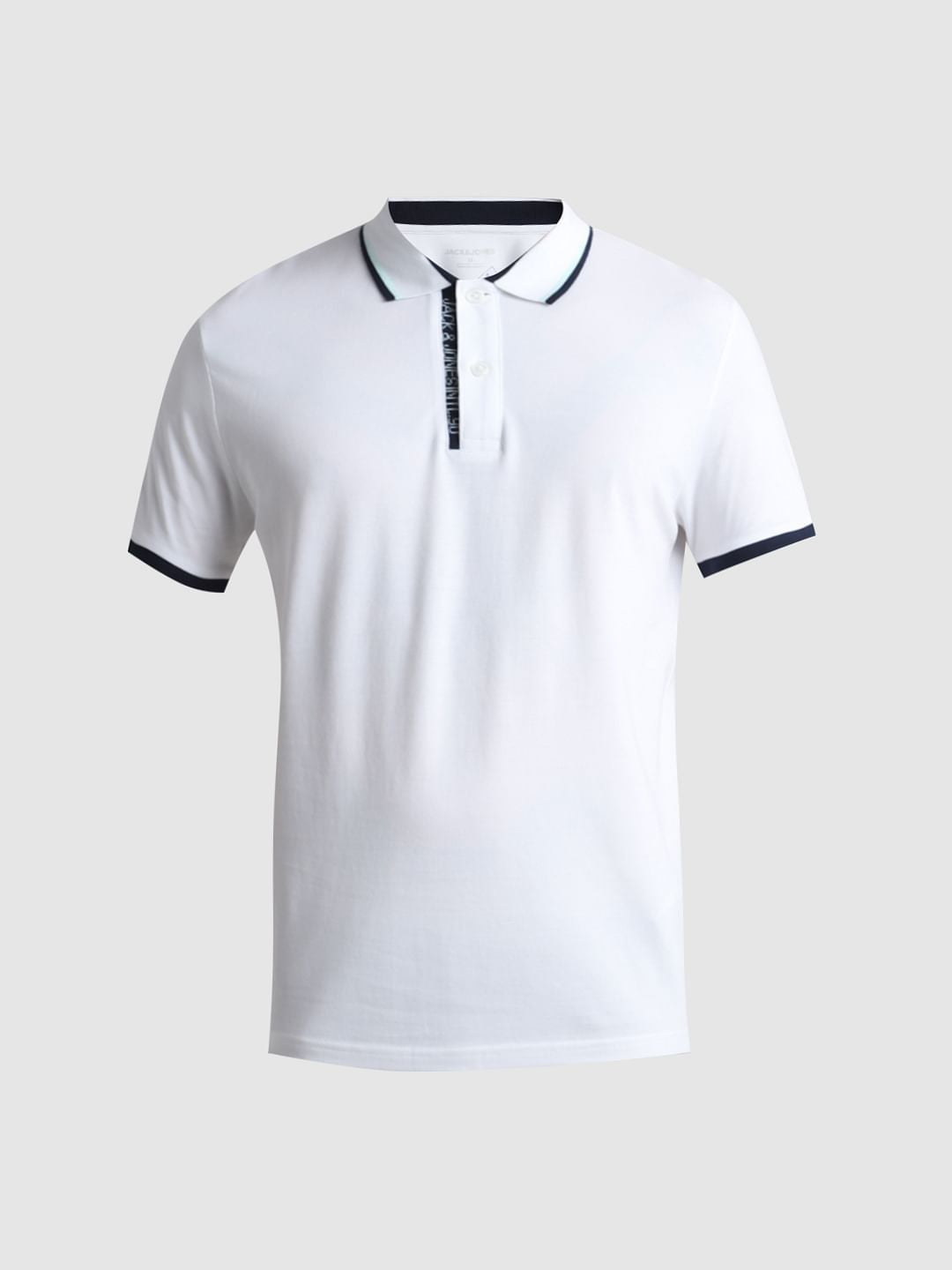 White Contrast Rib Polo T-shirt