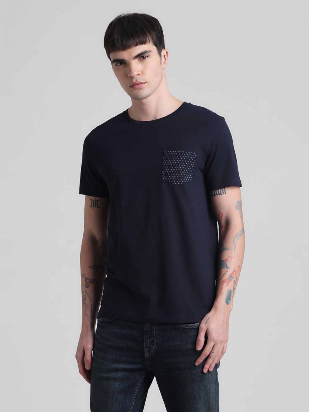 Navy Blue Chest Pocket T-shirt