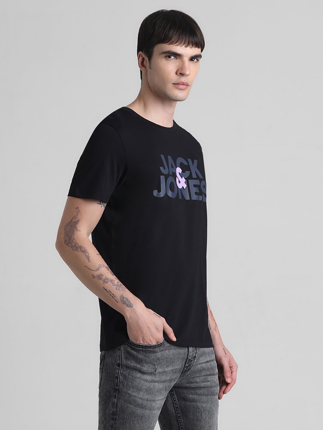Black Logo Print Crew Neck T-shirt