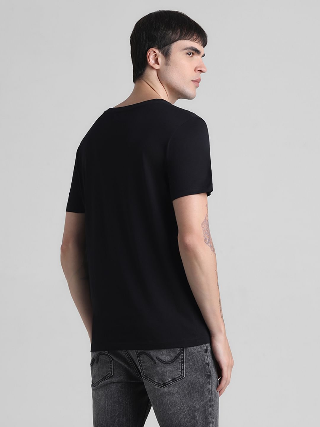 Black Logo Print Crew Neck T-shirt