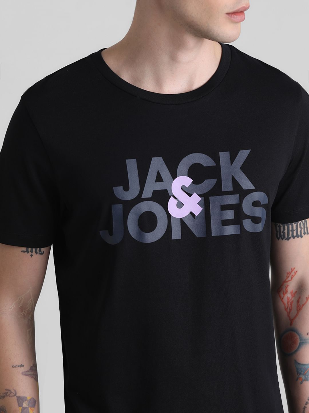 Black Logo Print Crew Neck T-shirt