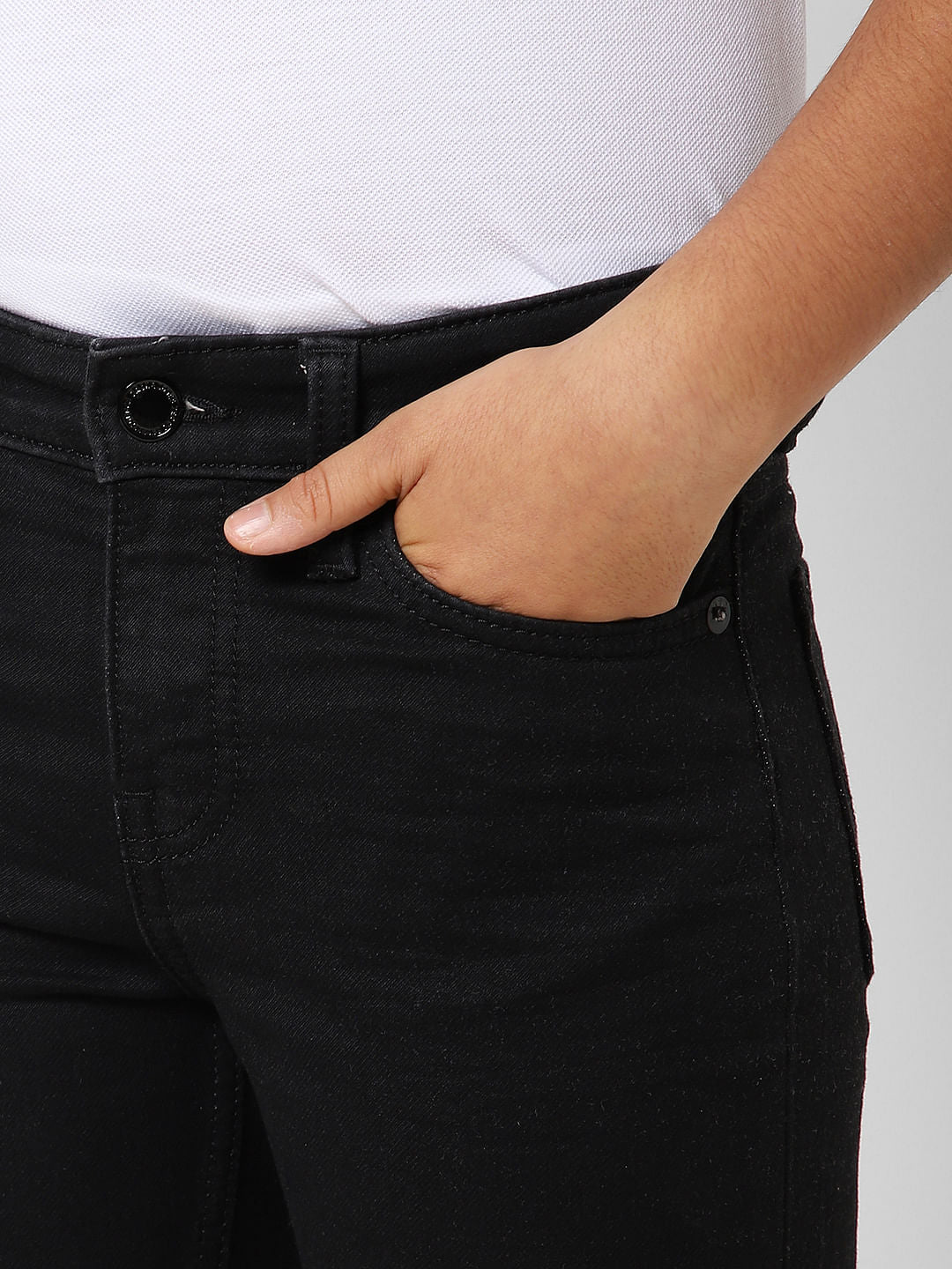 BOYS Black Low Rise Denim Shorts