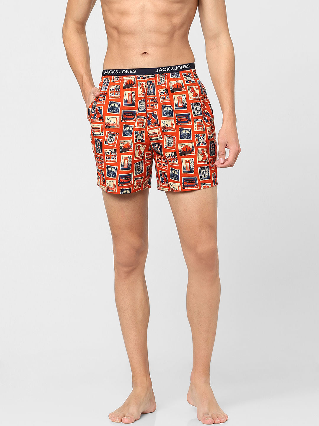 Orange Stamp Print Boxers - S