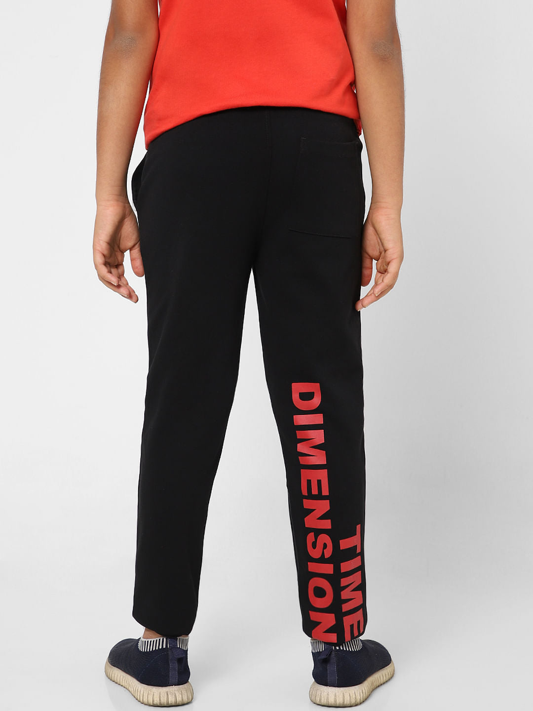BOYS Black Mid Rise Printed Sweatpants