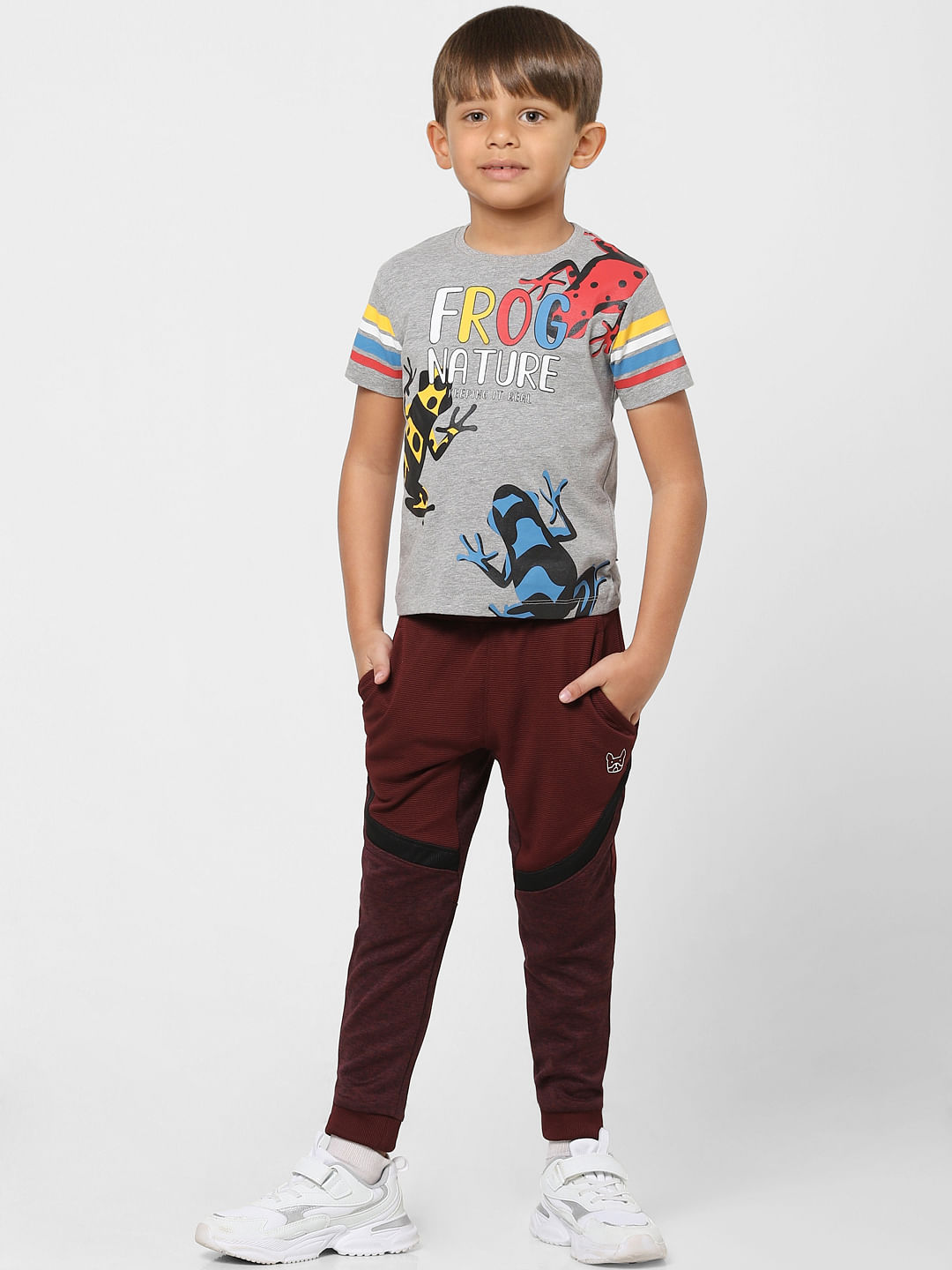 Boys Burgundy Low Rise Sweatpants - 4/5Y