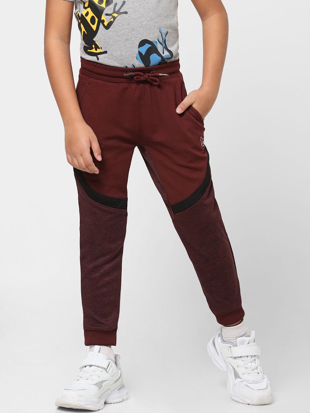 Boys Burgundy Low Rise Sweatpants