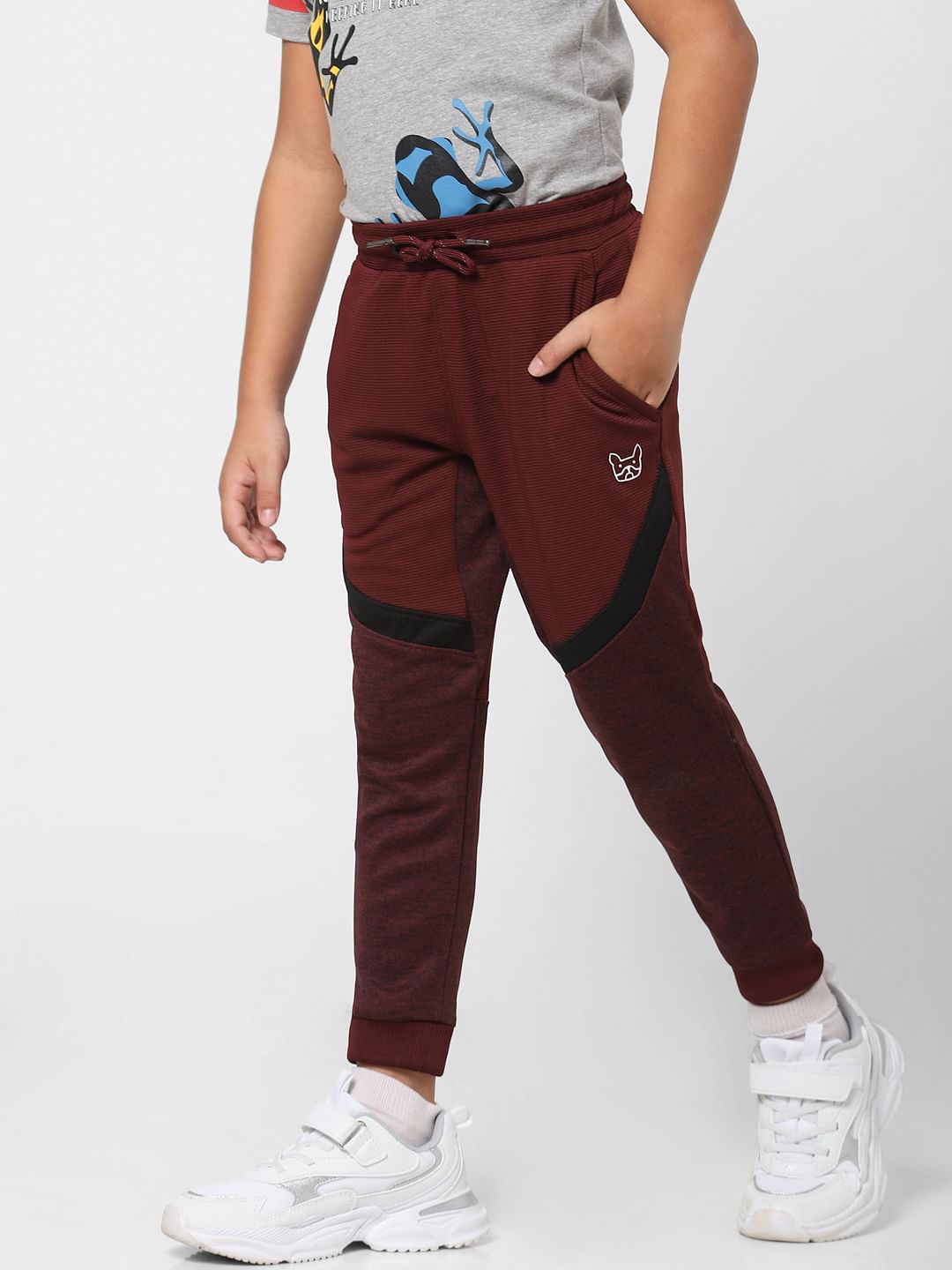 Boys Burgundy Low Rise Sweatpants