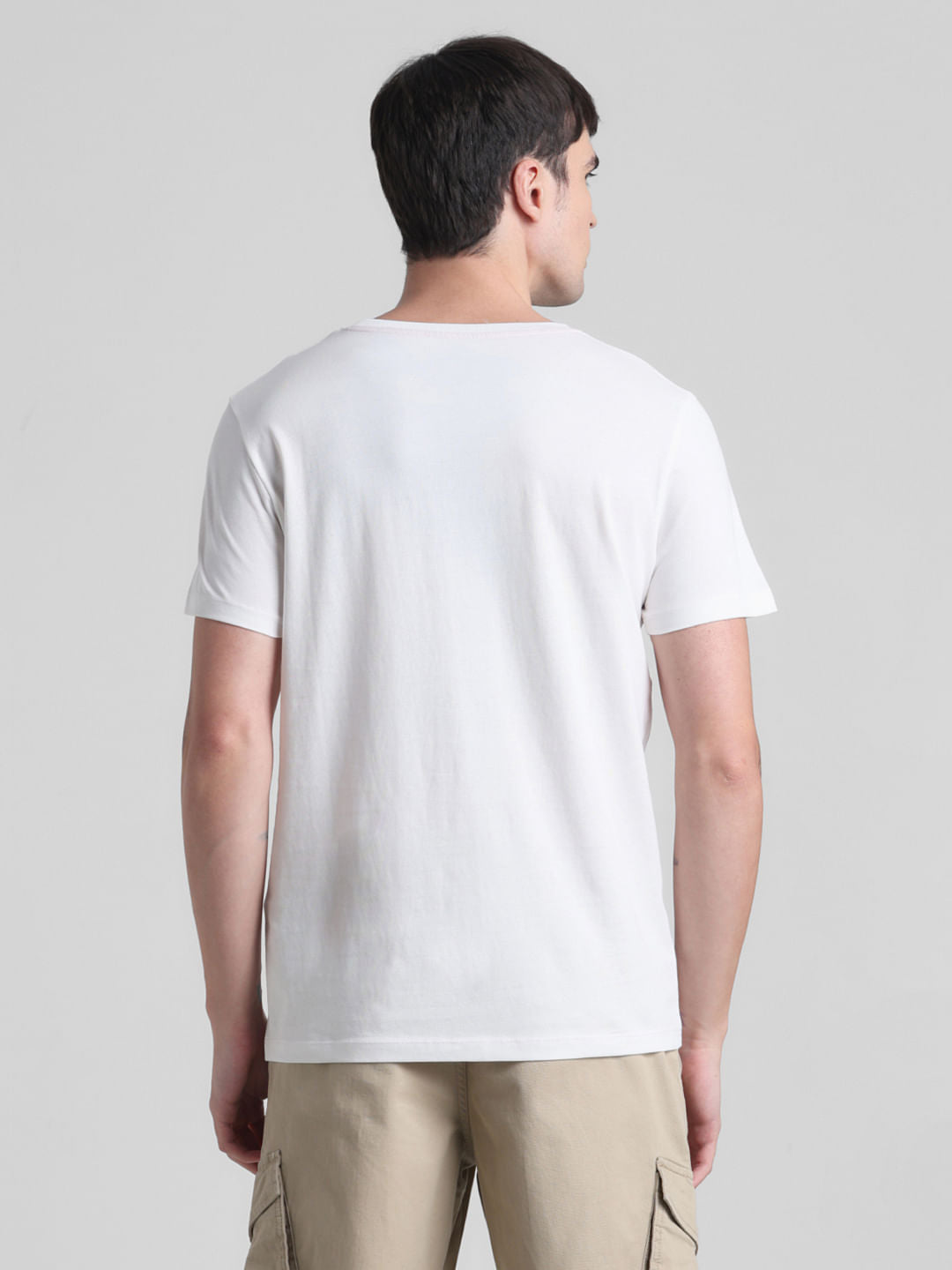White Logo Print Crew Neck T-shirt