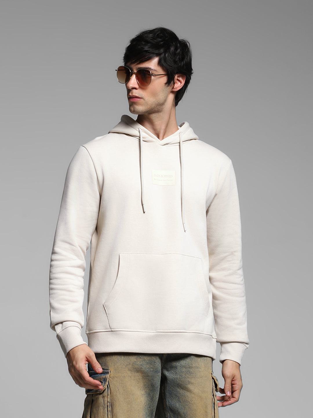 Beige Hooded Sweatshirt - XL