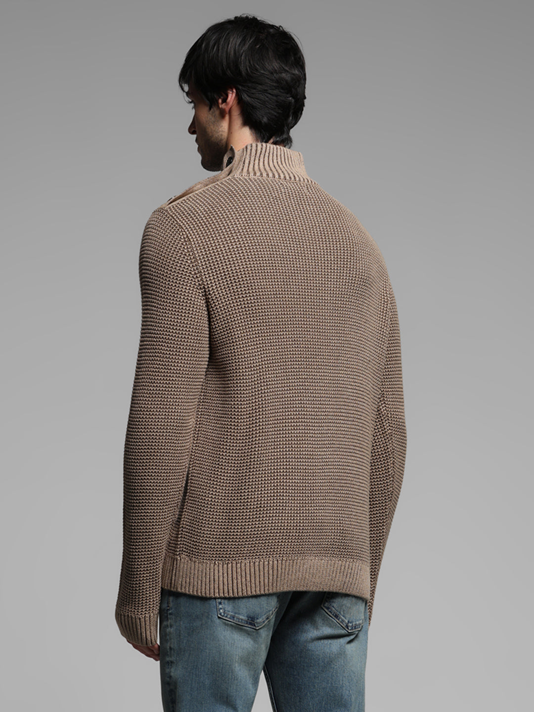 Beige High Neck Sweater