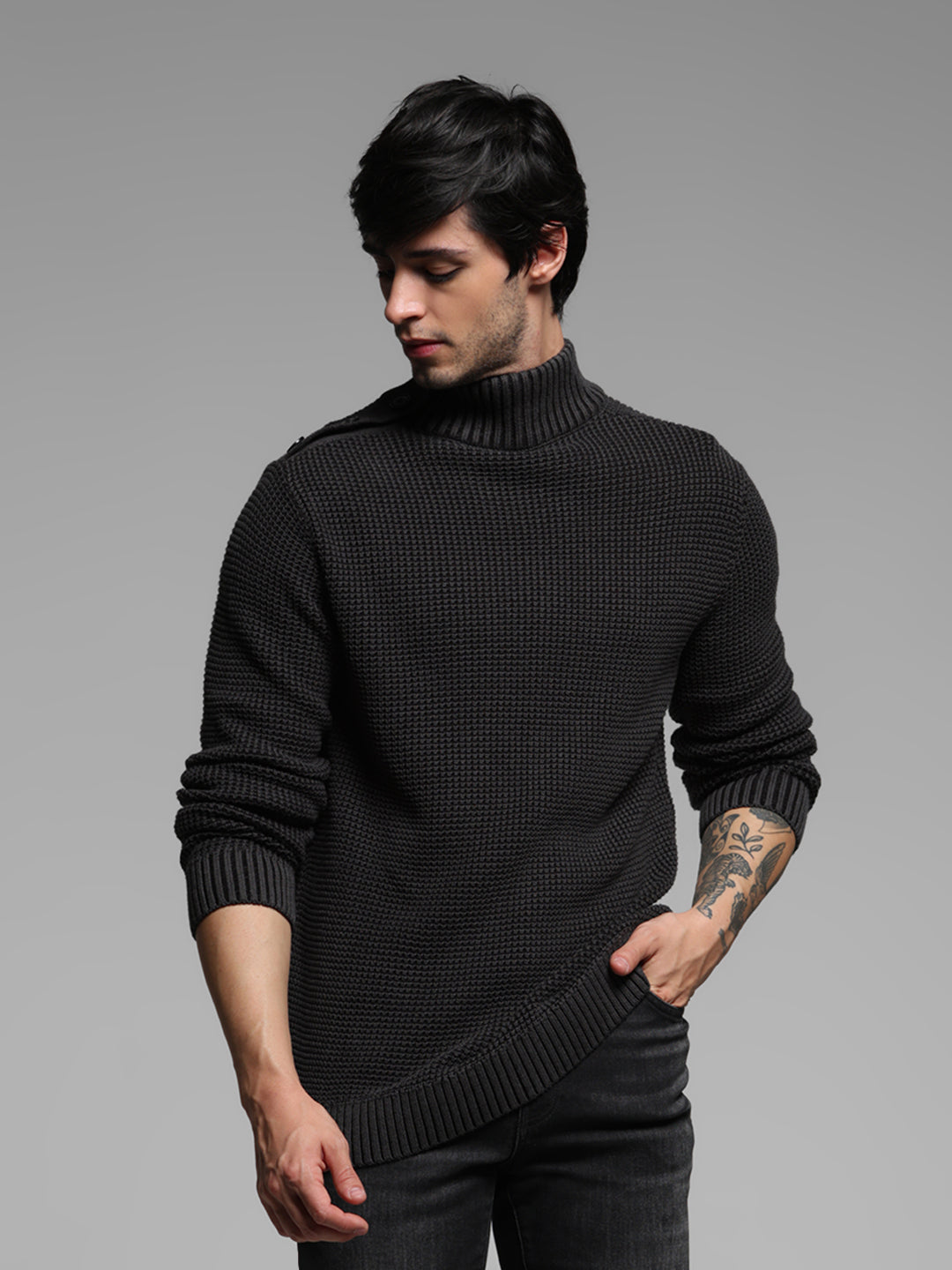 Black High Neck Sweater - S