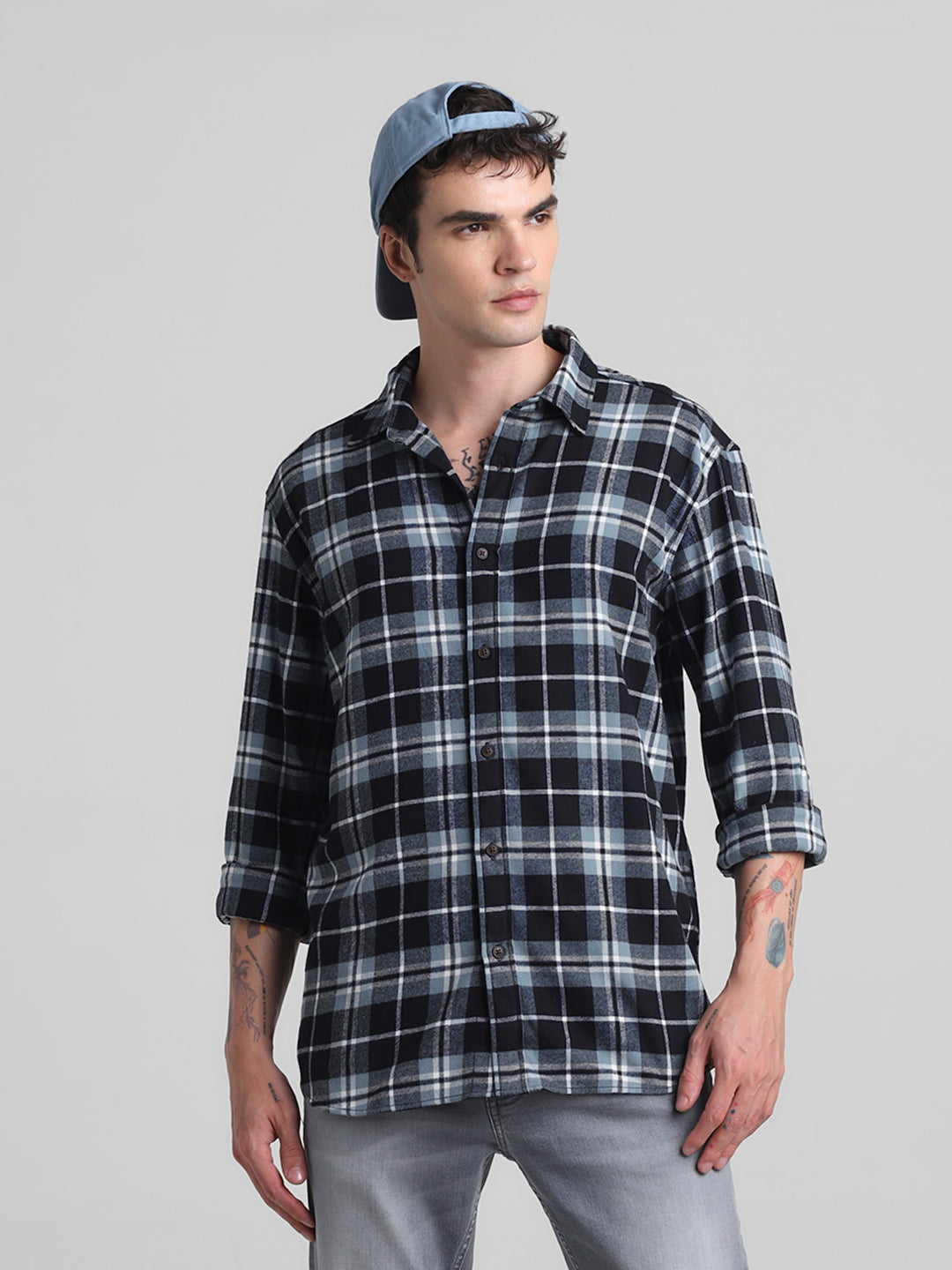 Men's Goblin Blue Checked Flannel Shirt Regular Fit - XL