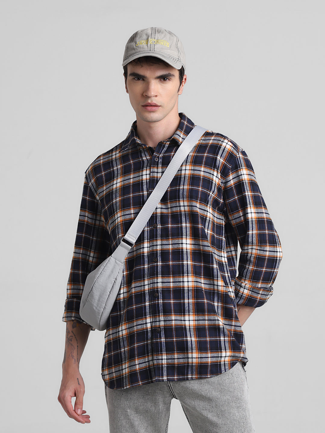 Dark Blue Flannel Check Shirt - XL