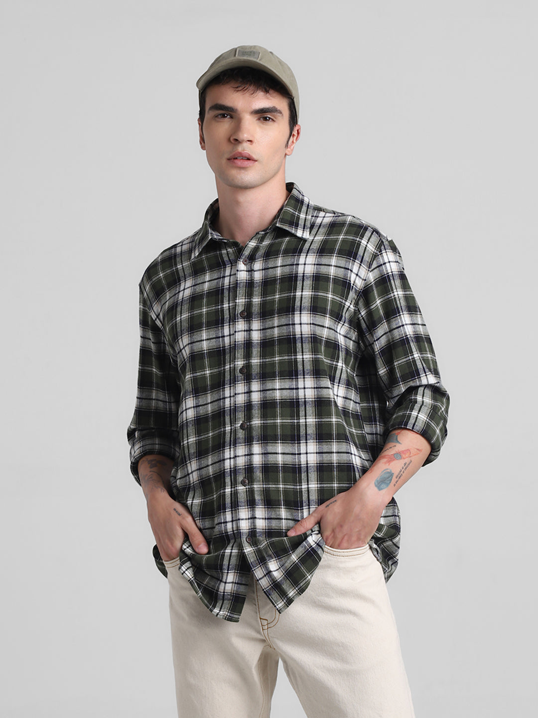 Dark Green Flannel Check Shirt - XL