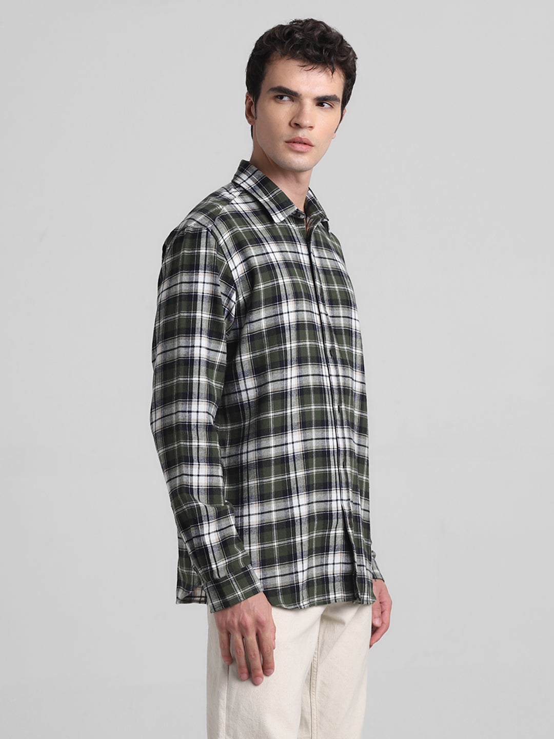 Dark Green Flannel Check Shirt