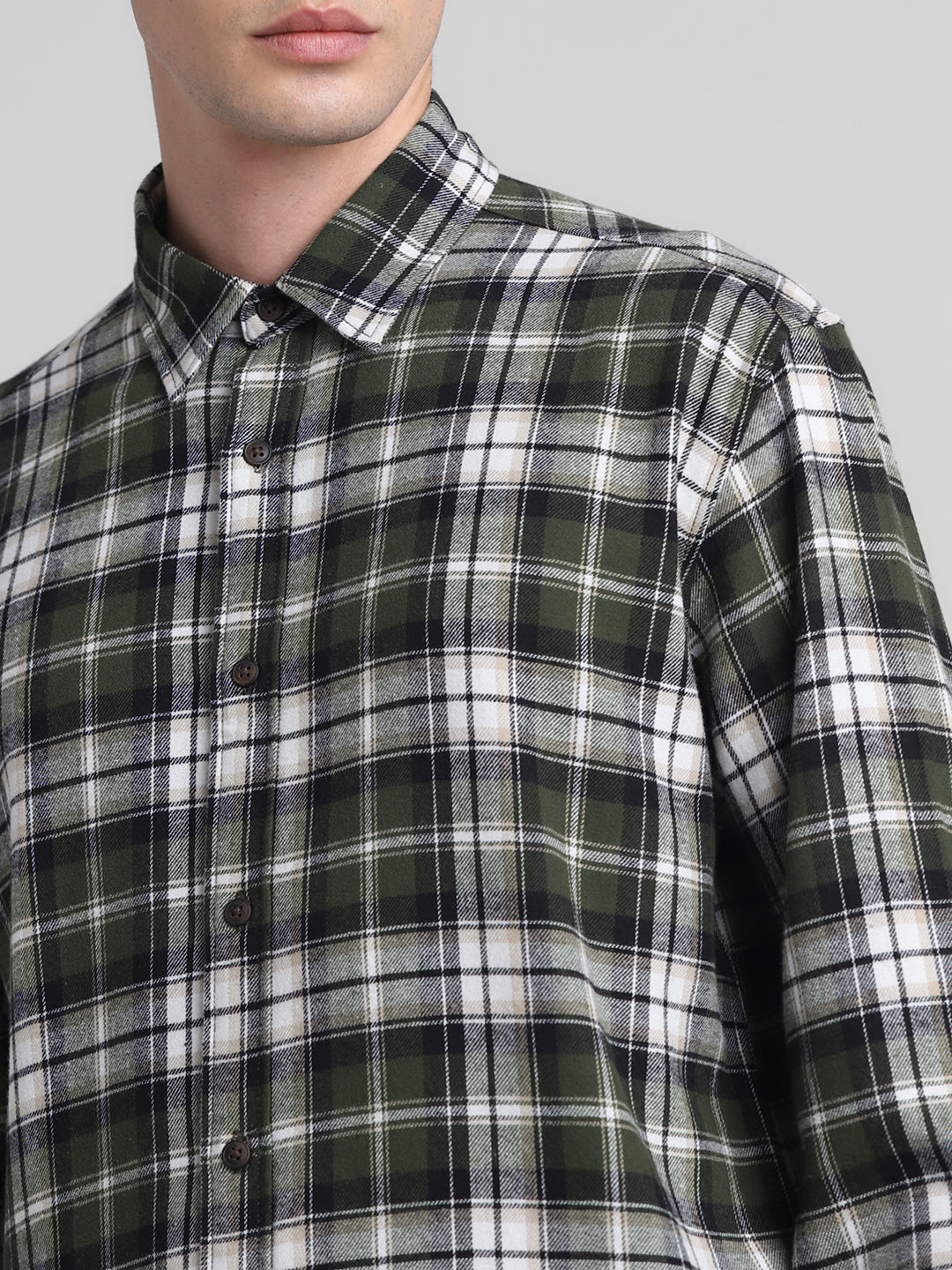 Dark Green Flannel Check Shirt