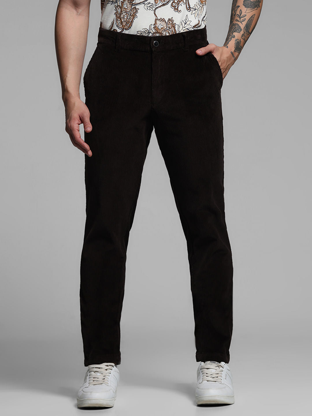 DARK BROWN CORDUROY CHINOS - 28/30