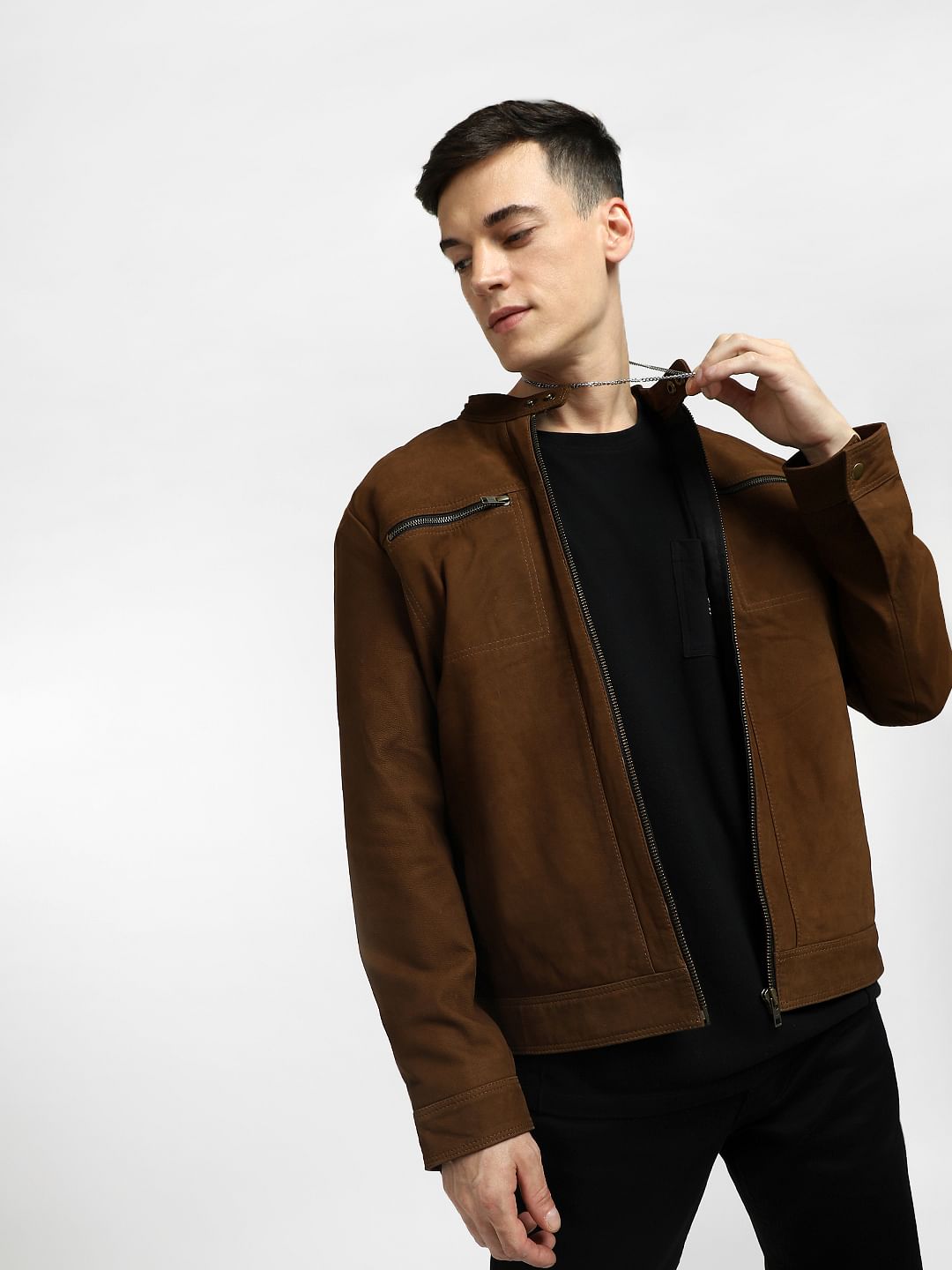 Light Brown Leather Jacket - S