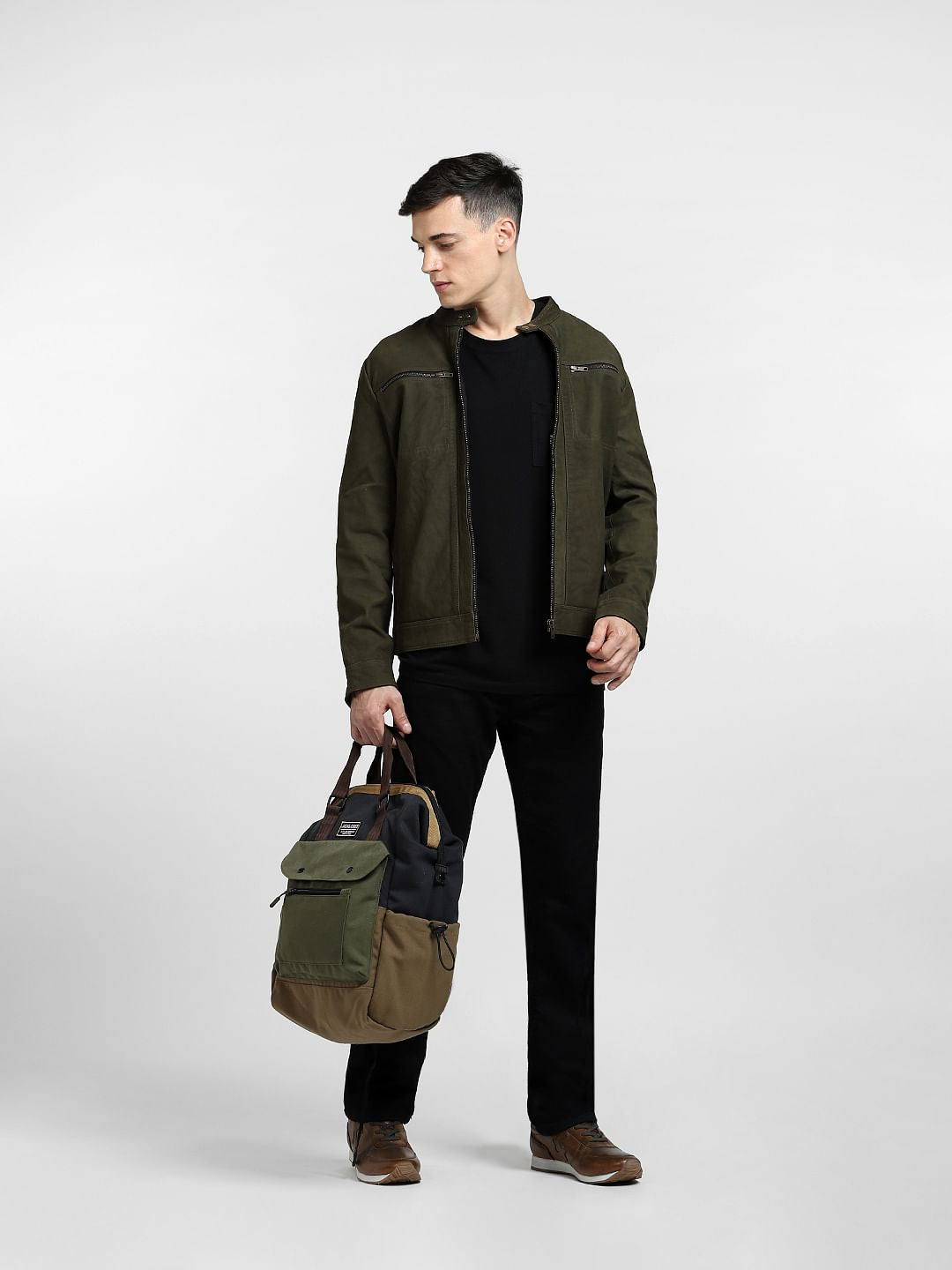 Dark Olive Leather Jacket - S