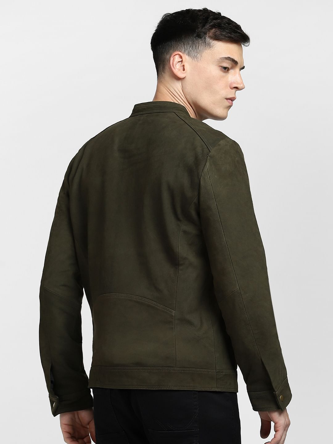 Dark Olive Leather Jacket