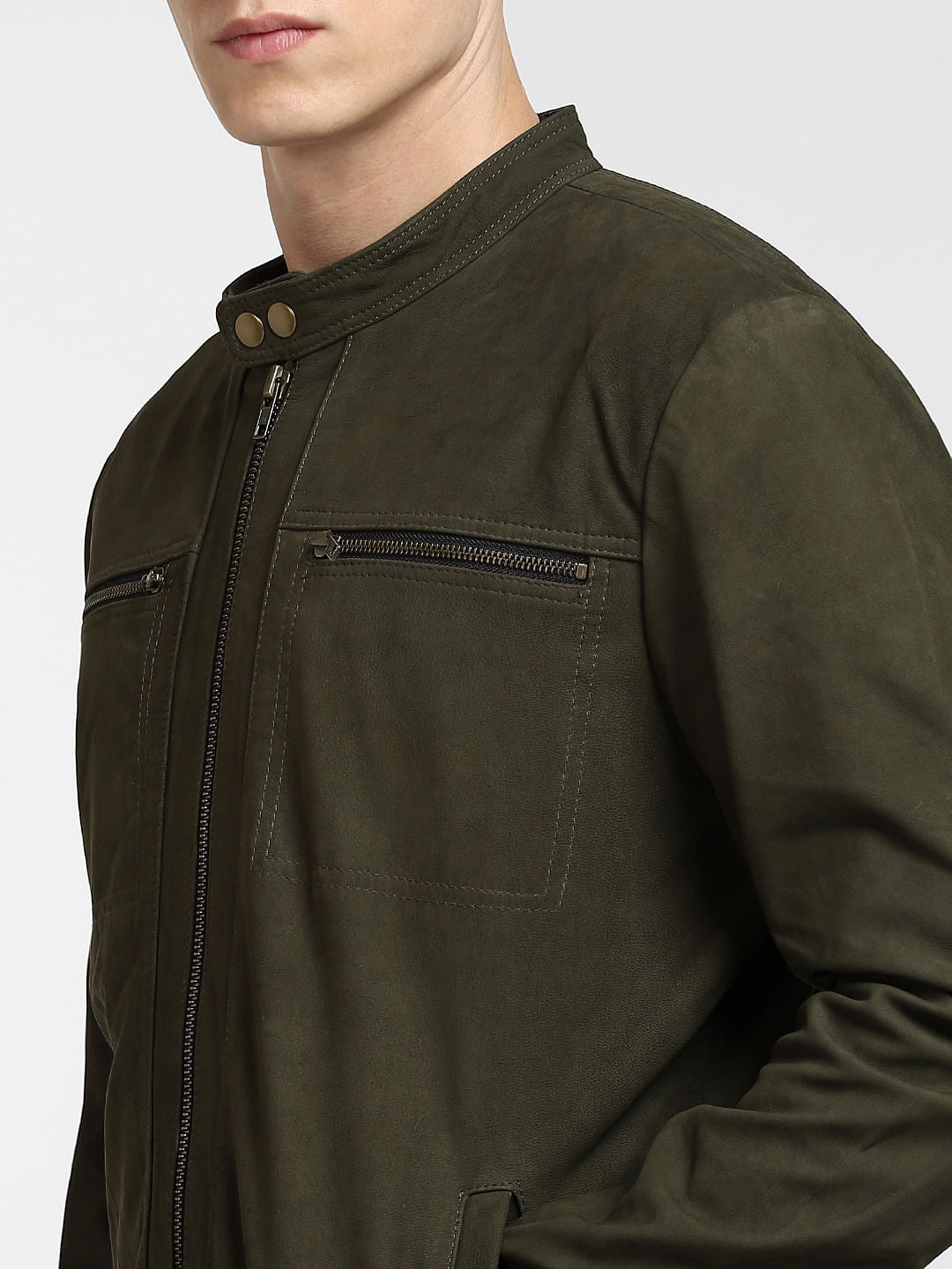 Dark Olive Leather Jacket