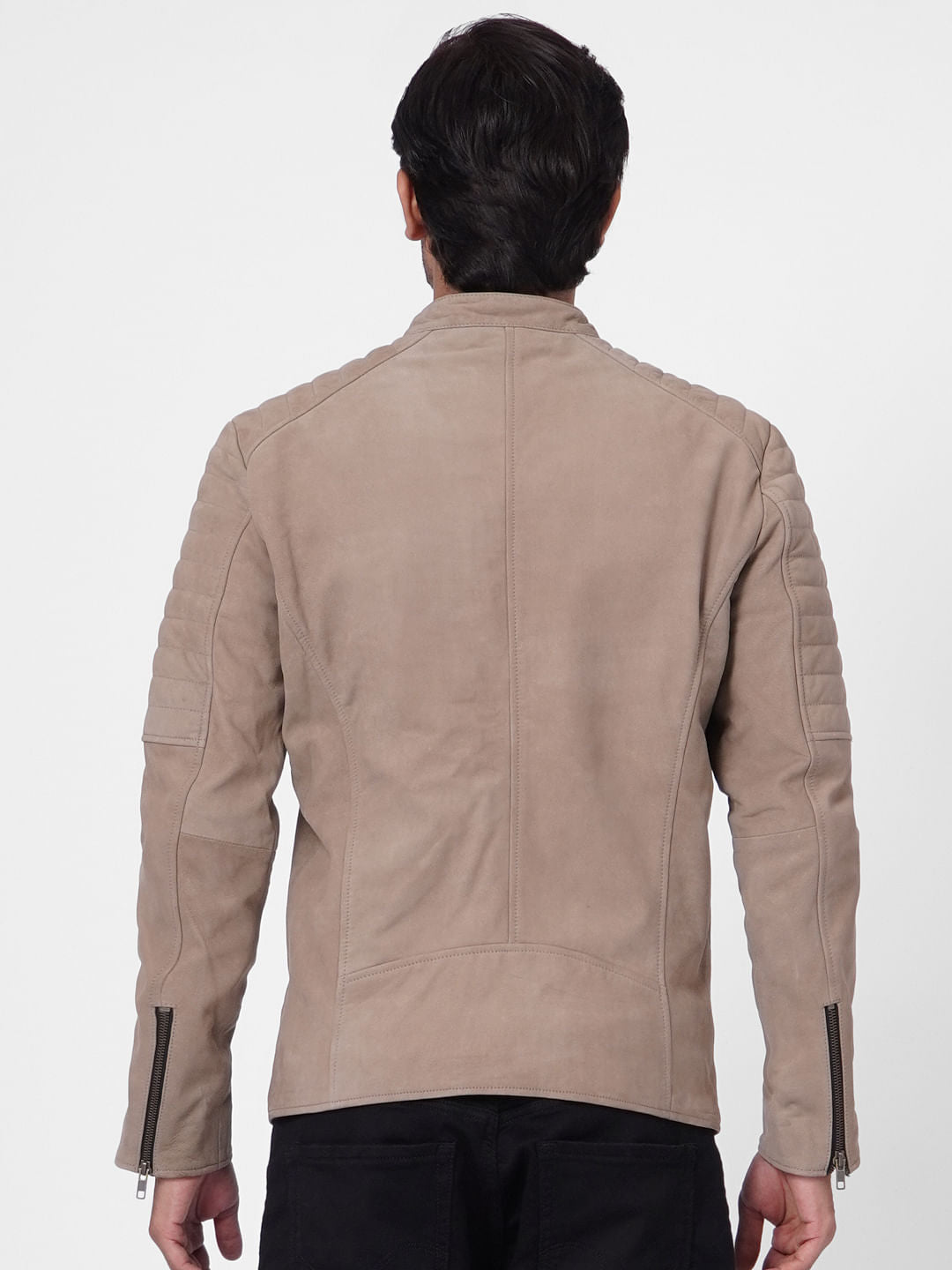 Beige Suede Leather Jacket