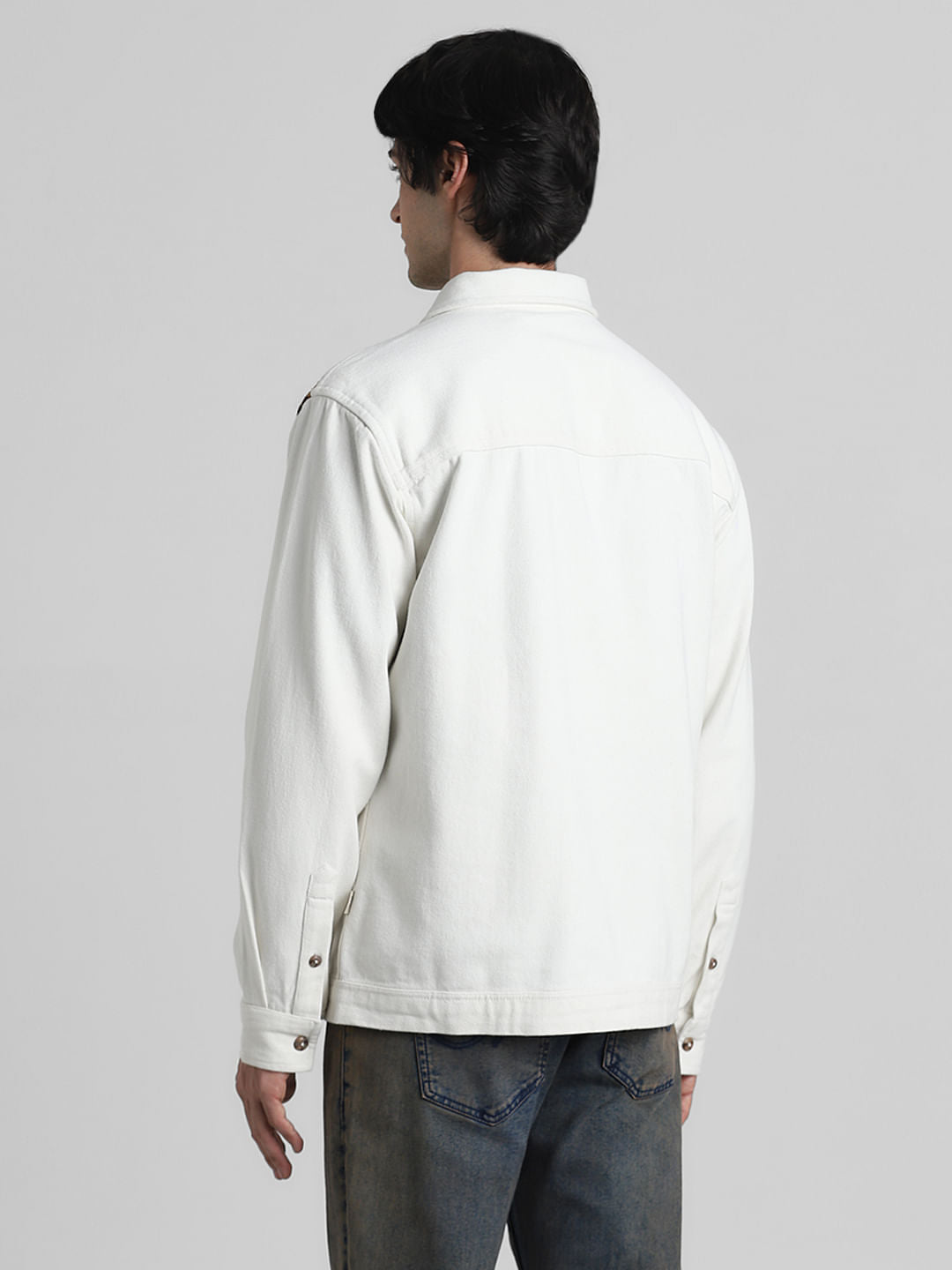 JACK&JONES X KUTCH WHITE EMBROIDERED DENIM Oversized SHACKET