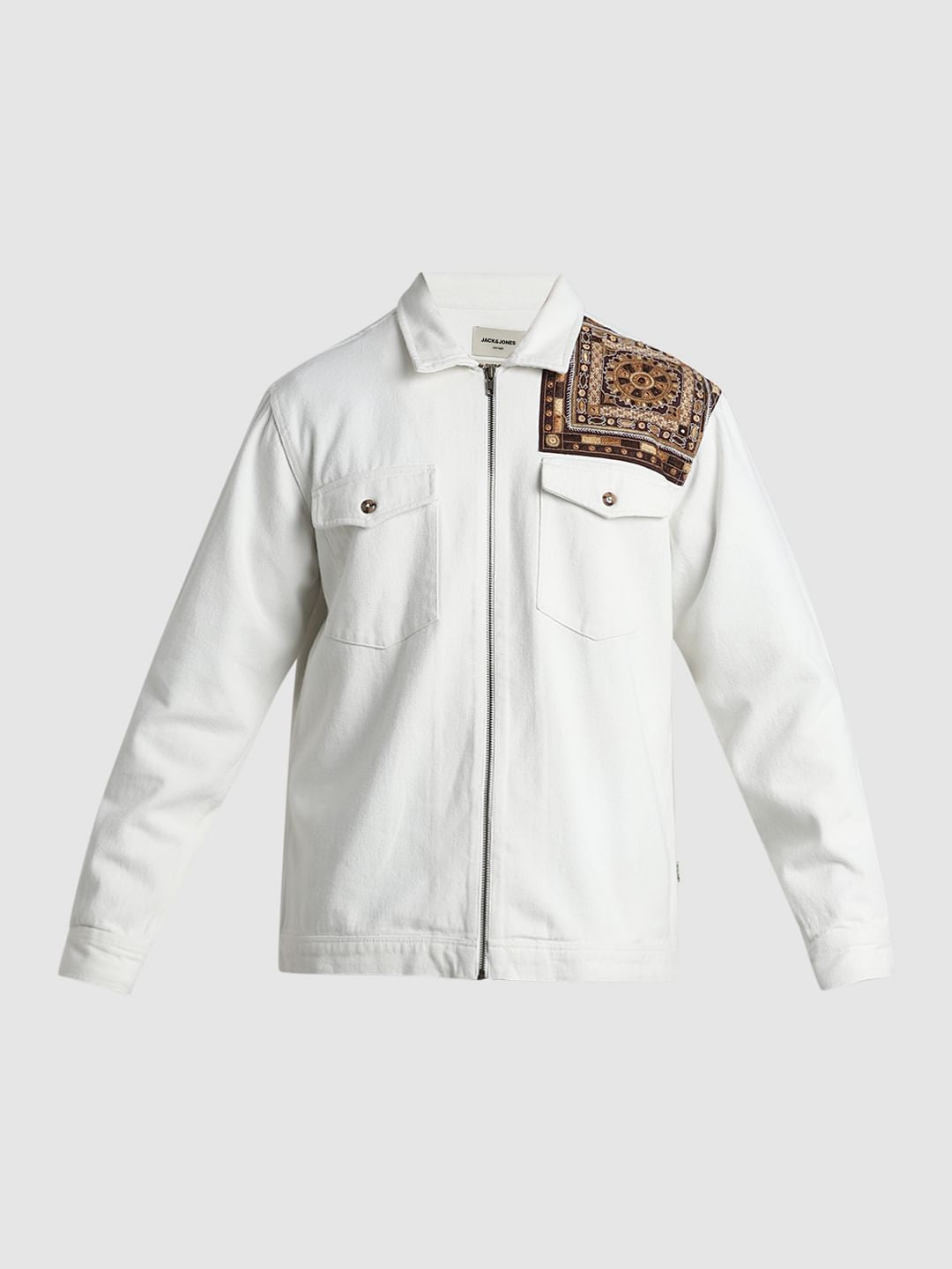 JACK&JONES X KUTCH WHITE EMBROIDERED DENIM Oversized SHACKET