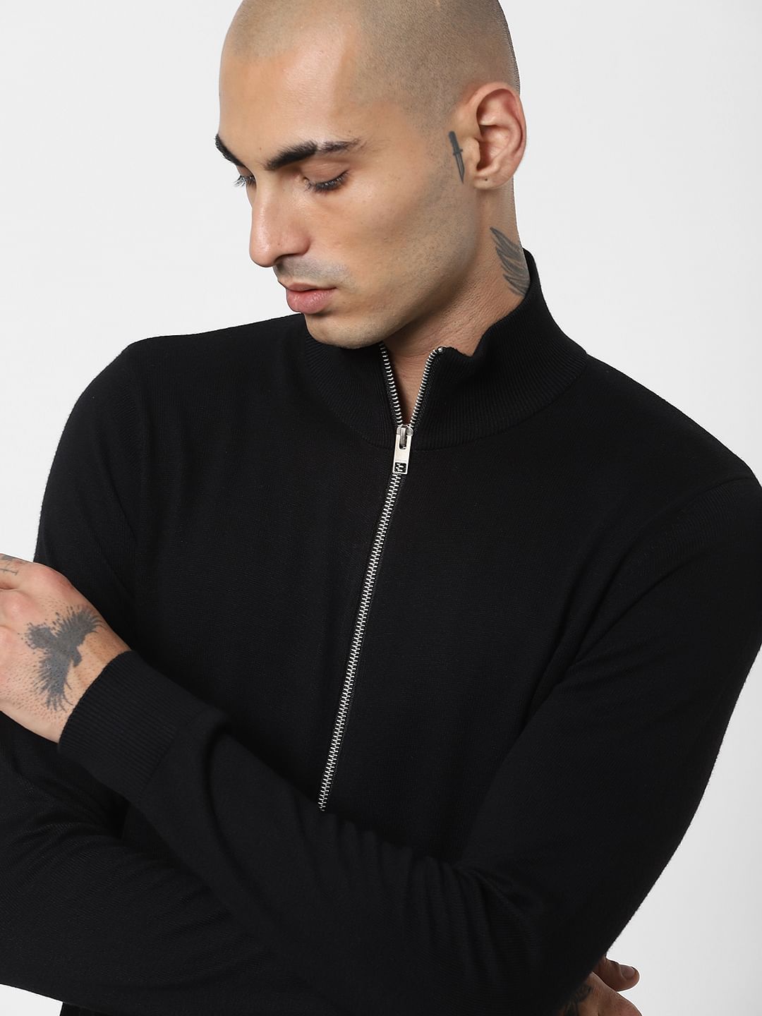 Black Turtleneck Cardigan - S