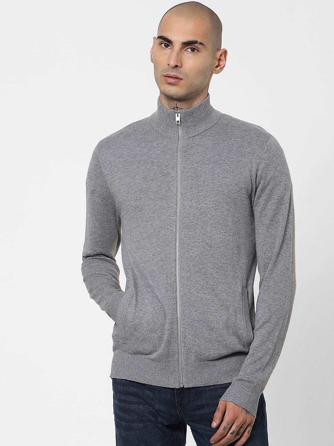 Grey Turtleneck Cardigan