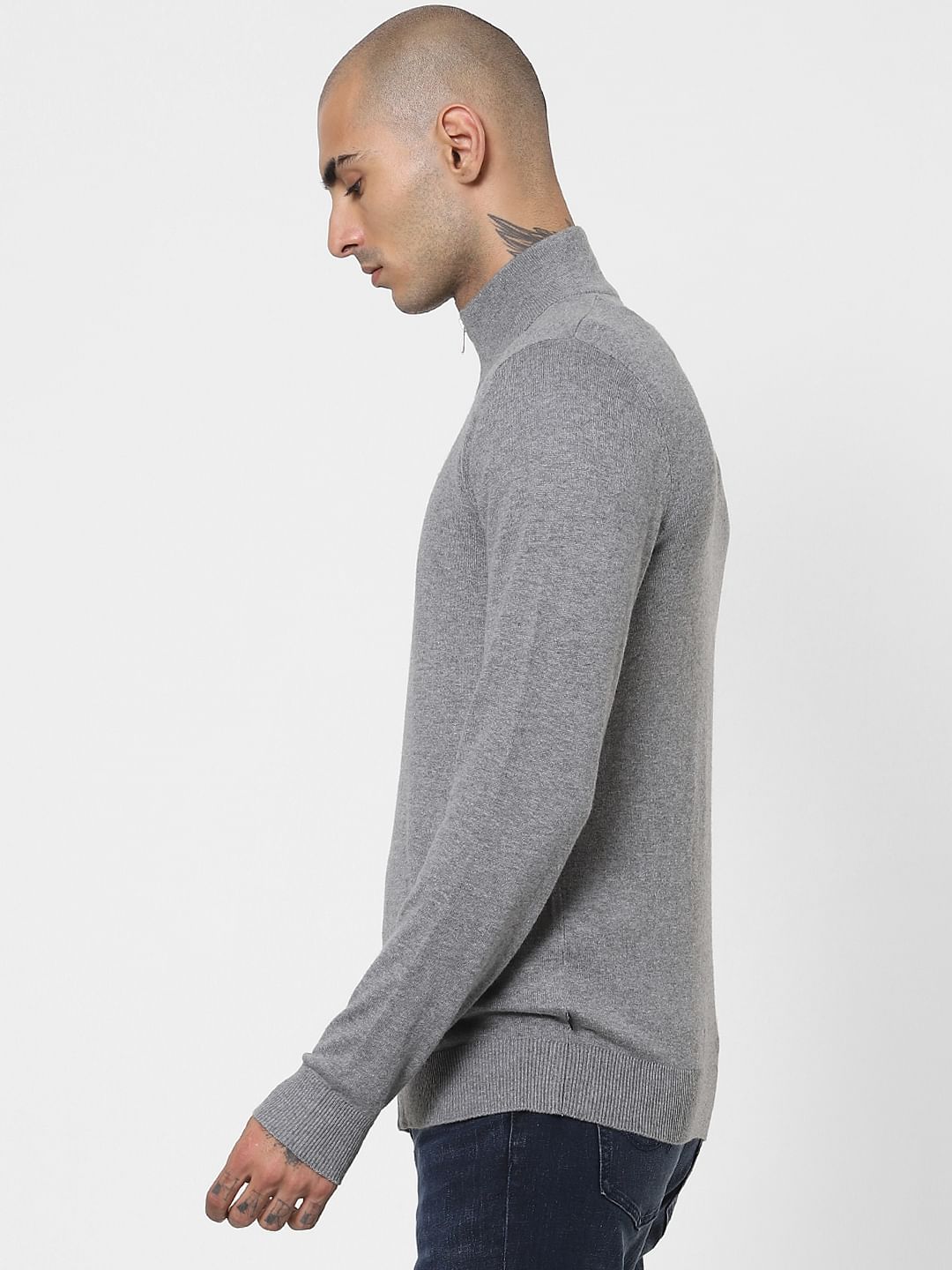 Grey Turtleneck Cardigan
