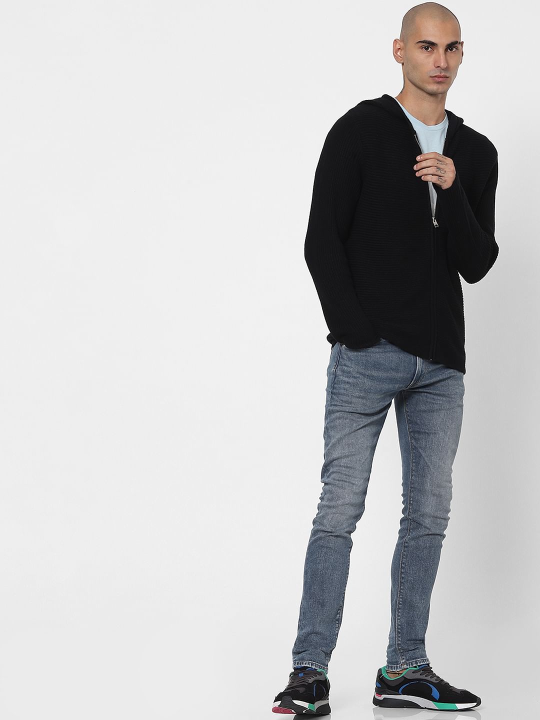 Black Hooded Cardigan - S