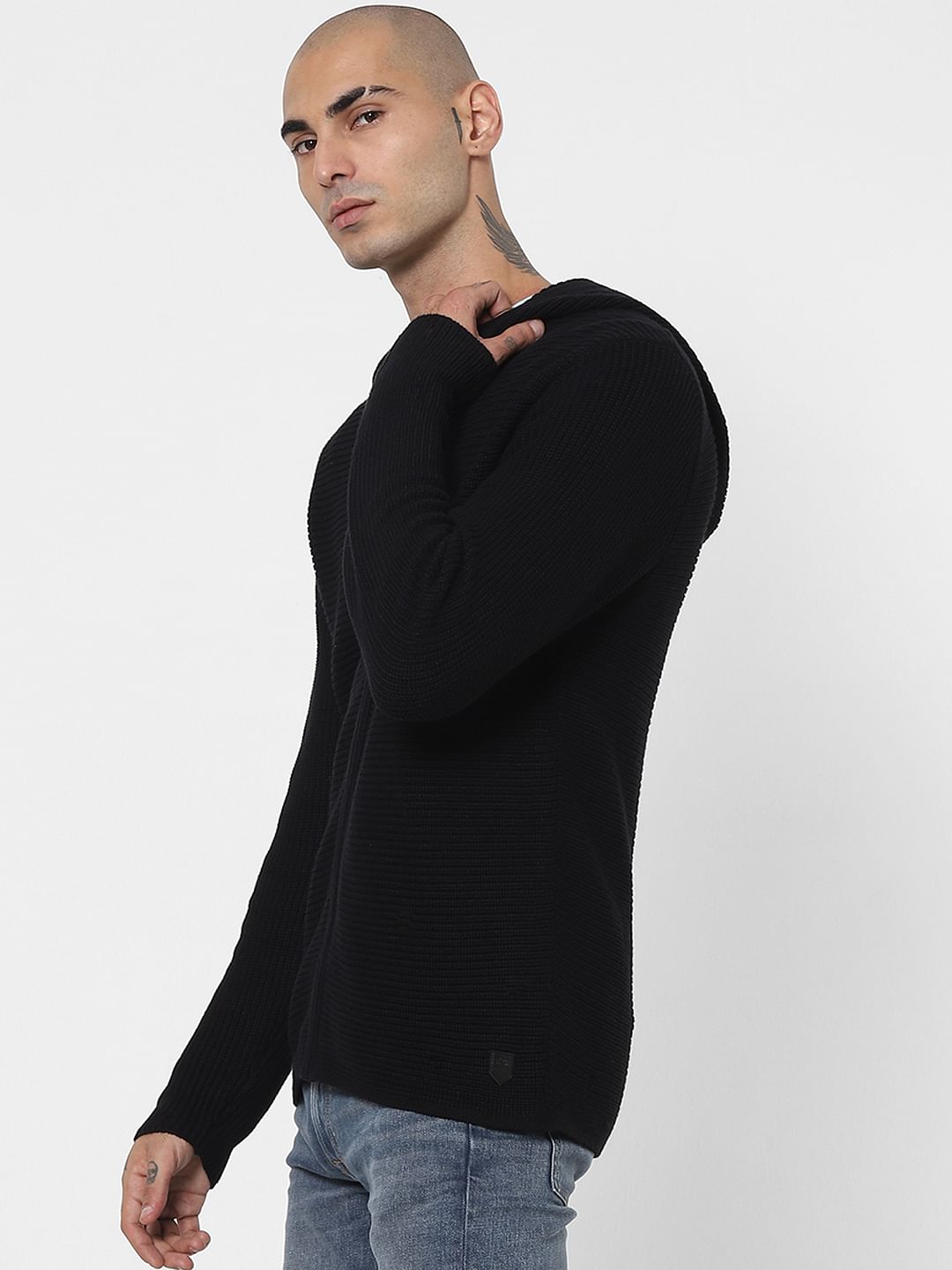 Black Hooded Cardigan