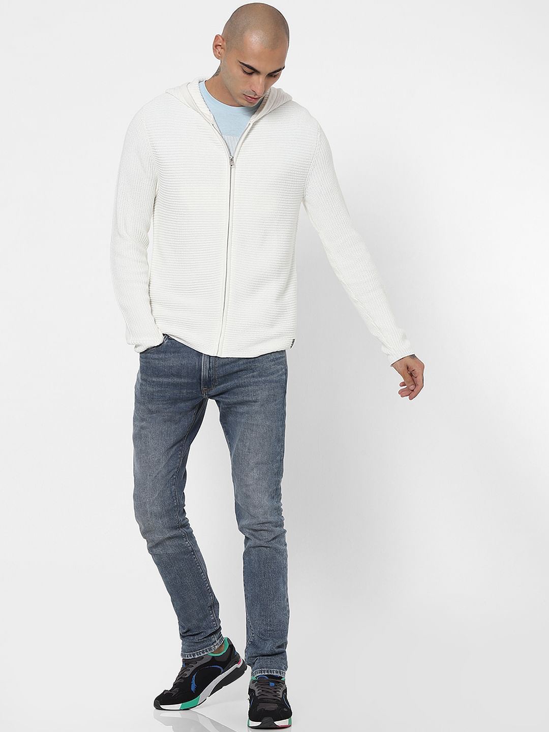White Hooded Cardigan - S