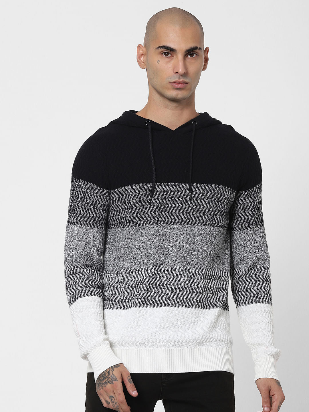 Black & White Hooded Pullover