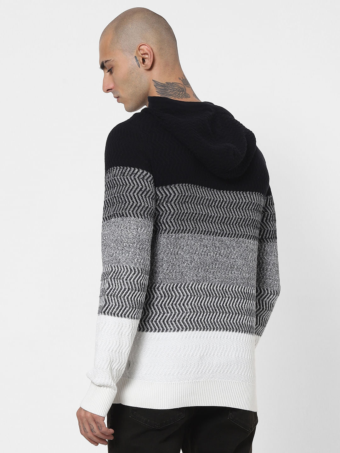 Black & White Hooded Pullover