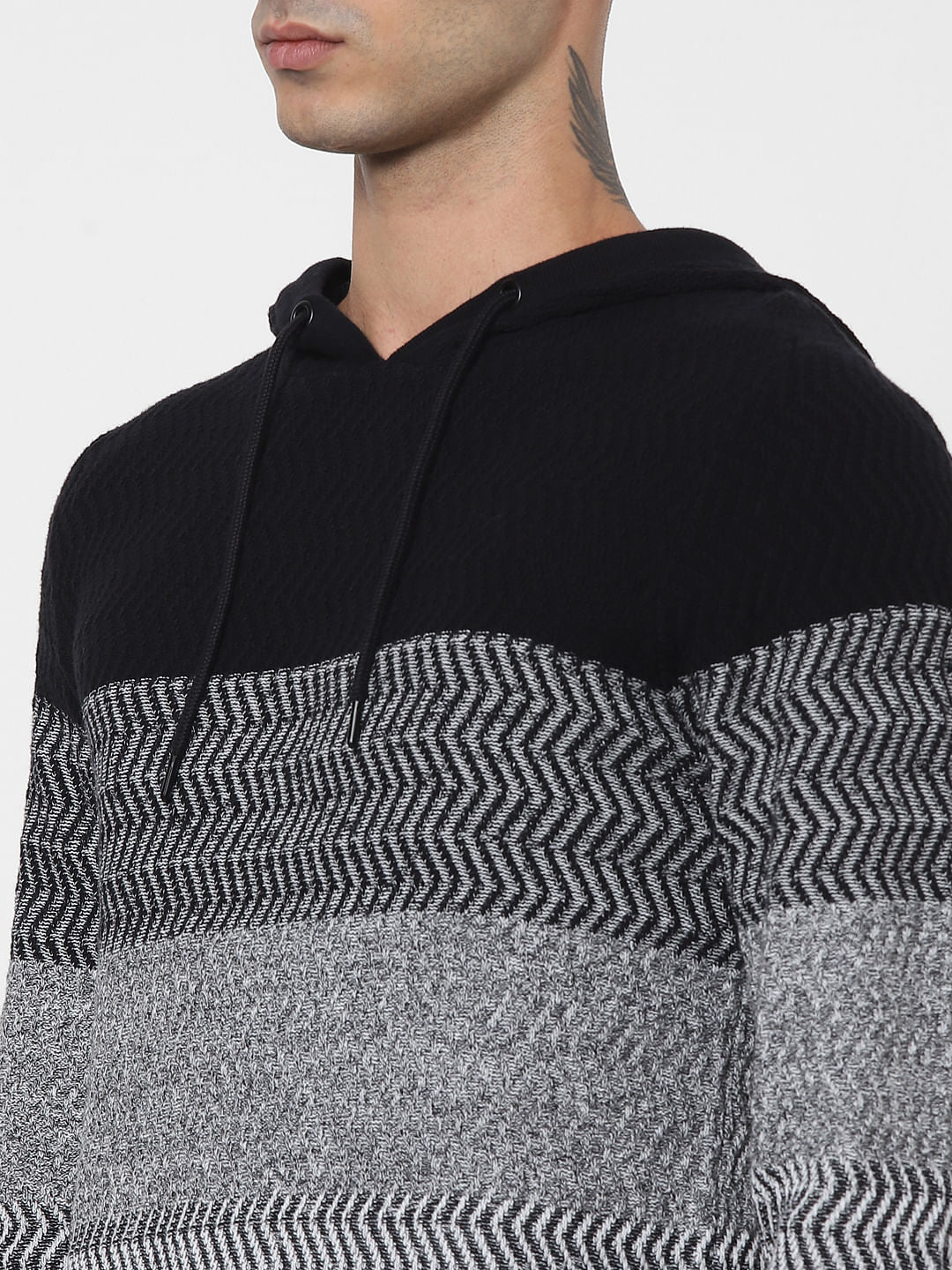 Black & White Hooded Pullover