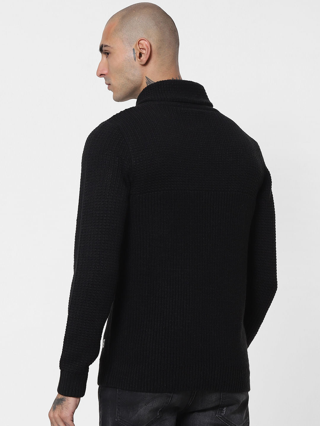Black Shawl Neck Pullover
