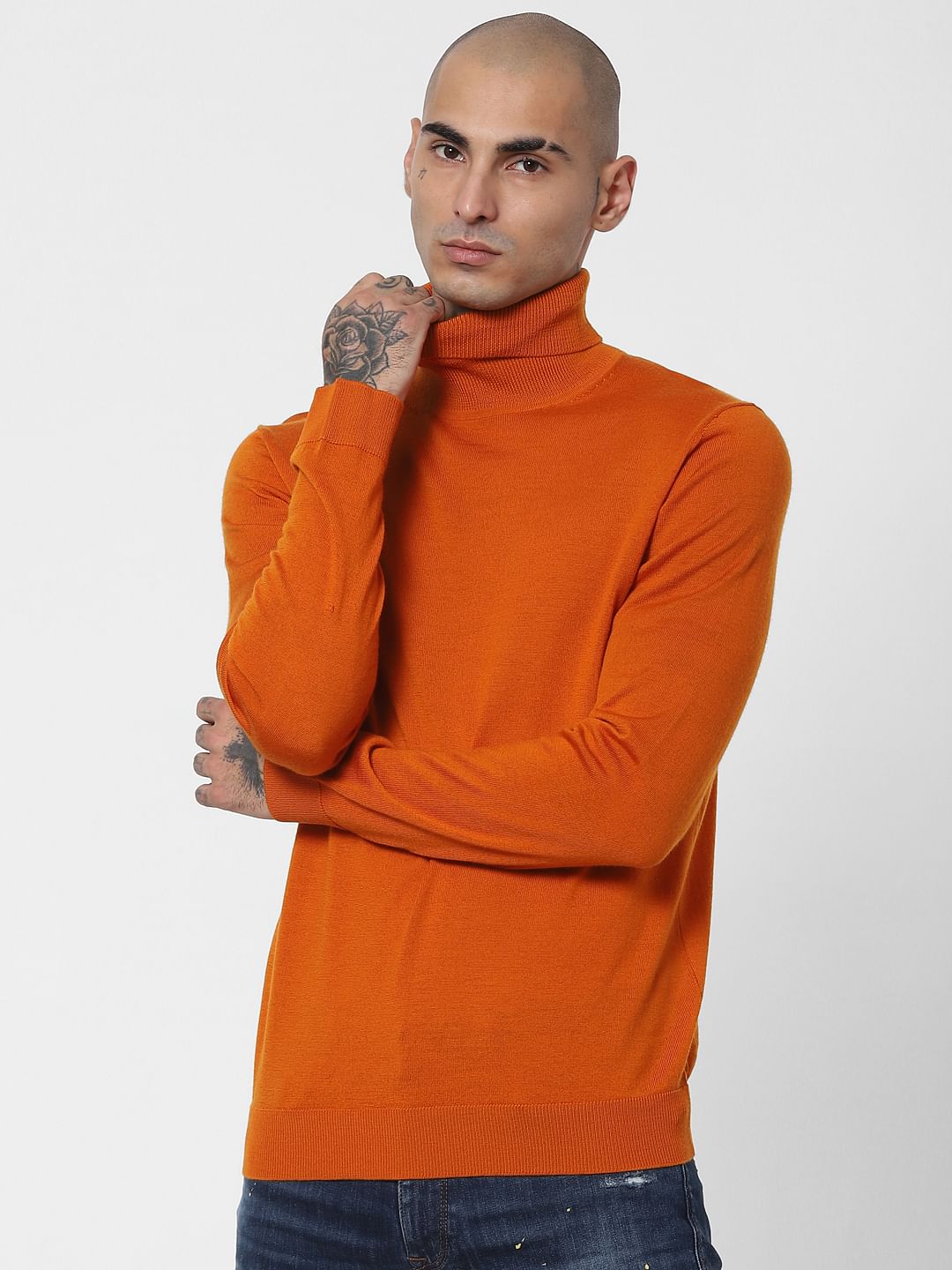 Orange Turtleneck Pullover