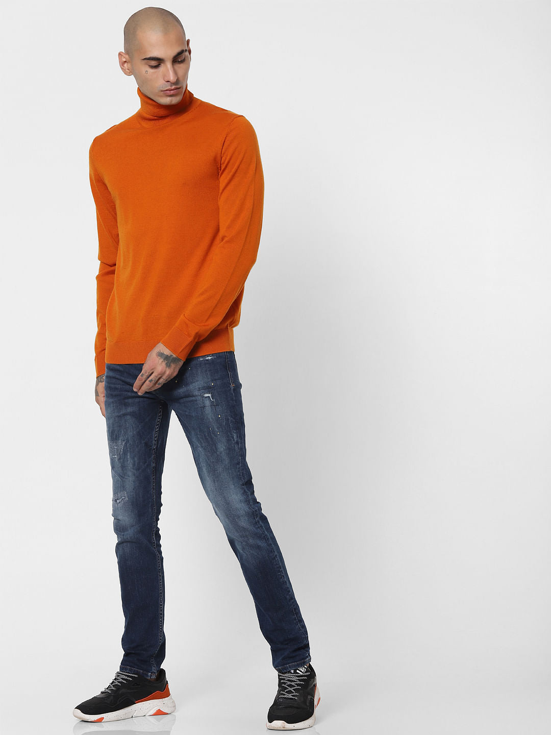 Orange Turtleneck Pullover